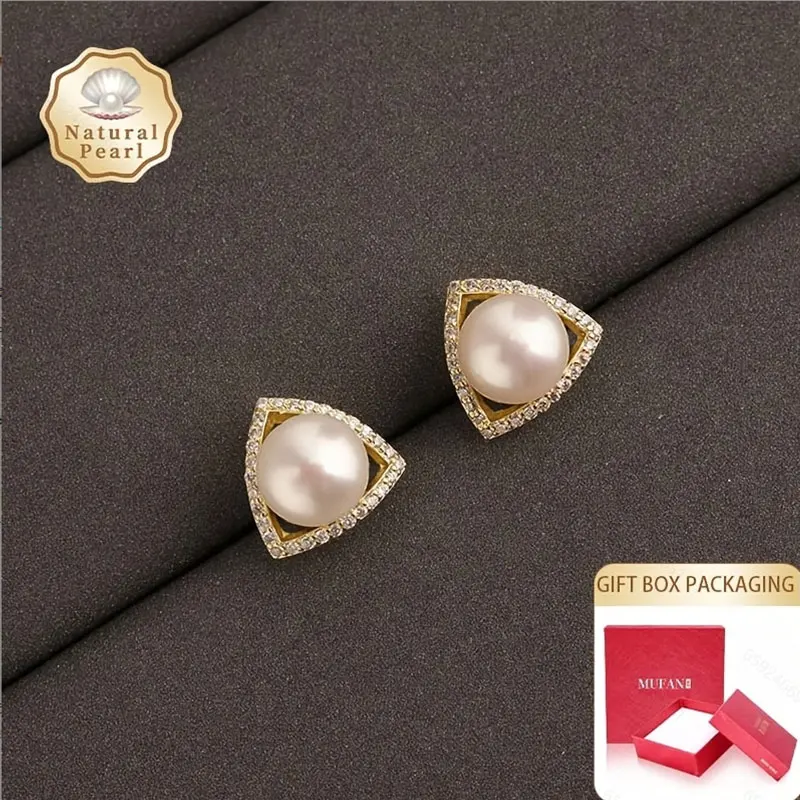 Mufan Jewelry Fashionable Women's Earrings 8-9mm Slightly Imperfect Freshwater Pearl Triangle Design Simple Personality Gift Box
Mufan Jewelry Fashionable Women's Earrings 8-9mm Slightly Imperfect Freshwater Pearl Triangle Design Simple Personality Gift Box