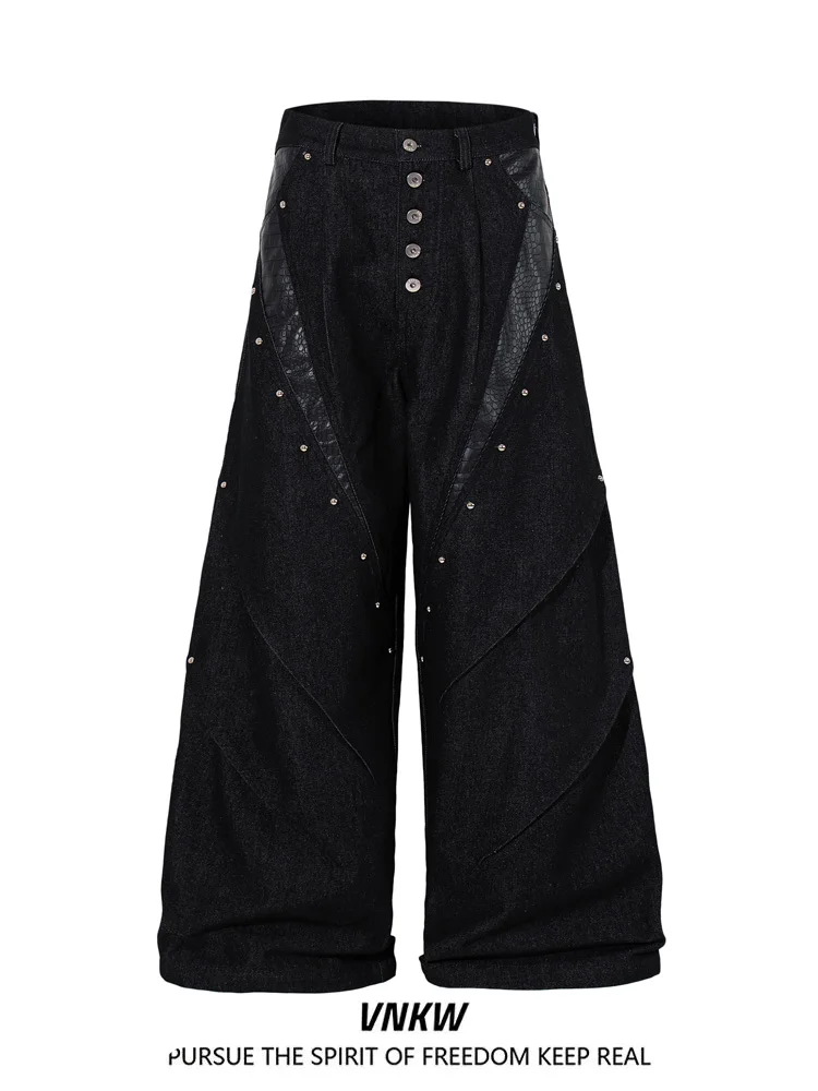 American Retro Rivet Single Button Workwear Jeans Loose Wide Leg Men's Haome High Street Long Pants Casual Straight Leg
American Retro Rivet Single Button Workwear Jeans Loose Wide Leg Men's Haome High Street Long Pants Casual Straight Leg