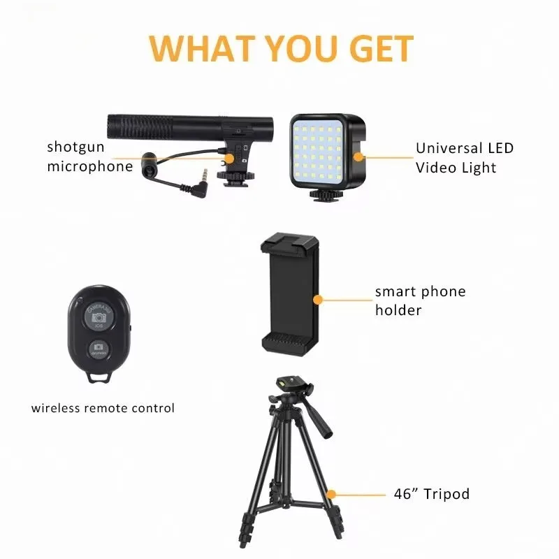 KIT05 Портативное устройство для видеоблогов со смартфона, комплект для видеосъемки с микрофоном, штативом со светодиодной подсветкой для YouTube
KIT05 Портативное устройство для видеоблогов со смартфона, комплект для видеосъемки с микрофоном, штативом со светодиодной подсветкой для YouTube