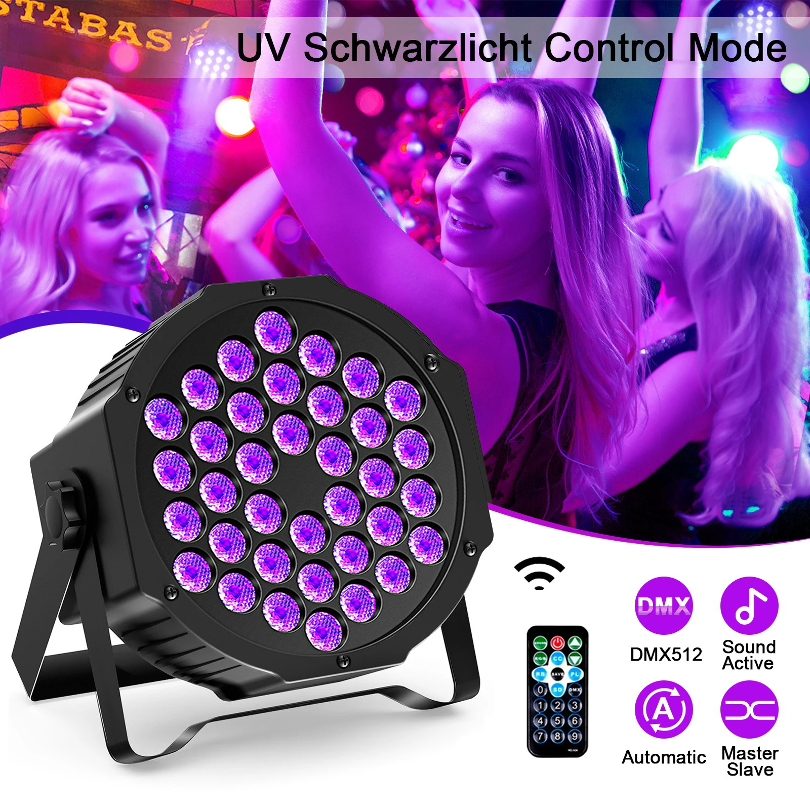 ALIEN LED Ultraviolet UV Black Flat Par Light DMX 512 DJ Disco Party Holiday Xmas Wedding Birthday Sound Activated Stage Lamp
ALIEN LED Ultraviolet UV Black Flat Par Light DMX 512 DJ Disco Party Holiday Xmas Wedding Birthday Sound Activated Stage Lamp