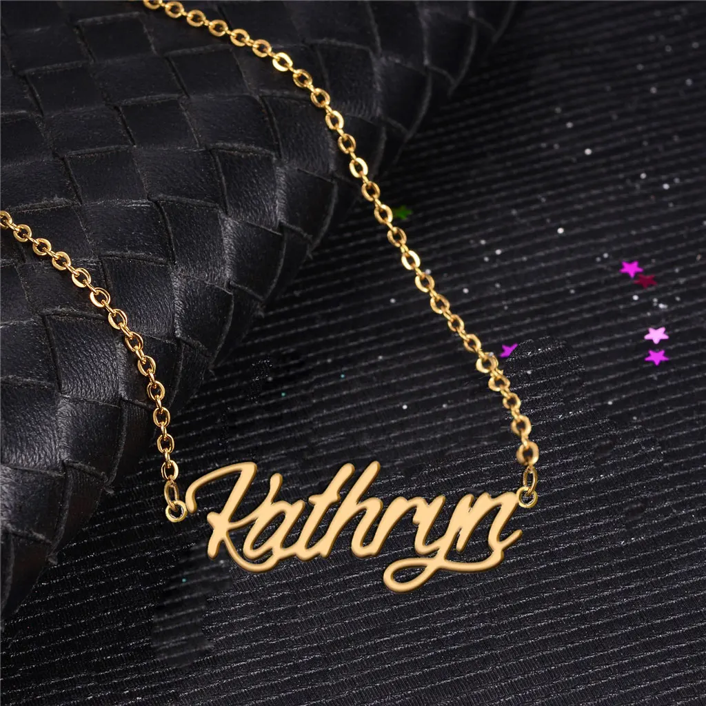 Kathryn Name Necklace Personalised Gold Plated for Women Lightweight Nameplate Stainless Steel Daily Wear for Mom Birthday Gift
Kathryn Name Necklace Personalised Gold Plated for Women Lightweight Nameplate Stainless Steel Daily Wear for Mom Birthday Gift