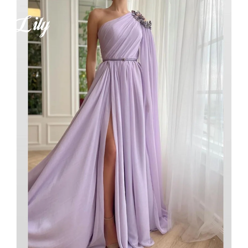 Lily Mauve Elegant Evening Dresses One Shoulder Beadwork Prom Dress Chiffon Side Split Prom Gown for Woman 프롬 드레스 Customized
Lily Mauve Elegant Evening Dresses One Shoulder Beadwork Prom Dress Chiffon Side Split Prom Gown for Woman 프롬 드레스 Customized