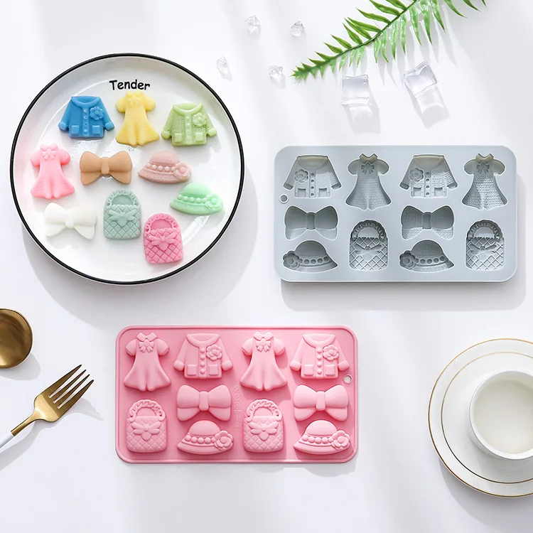 10-piece costume and outfit themed silicone mold, chocolate cake mold, ice cube and gummy candy mold
10-piece costume and outfit themed silicone mold, chocolate cake mold, ice cube and gummy candy mold