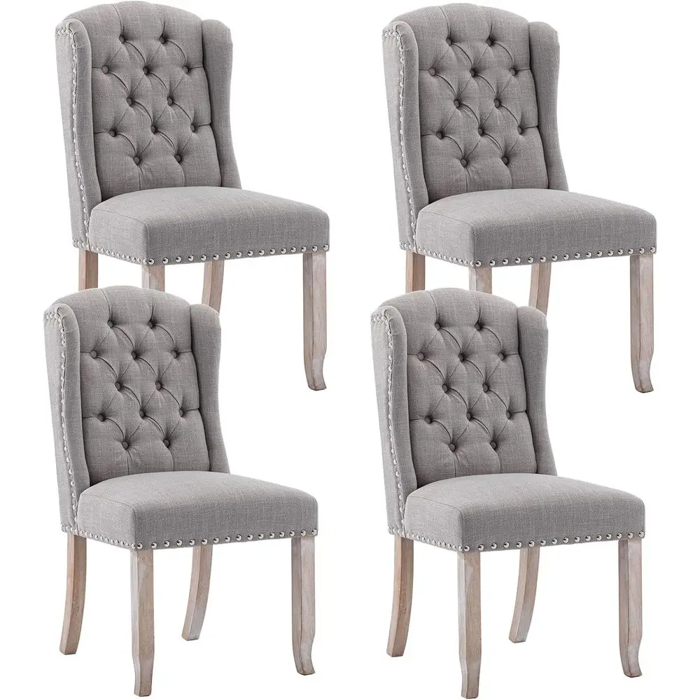 Linen-Covered Upholstered Dining Chairs Set of 4, Grey Wingback Accent Chairs with Solid Wood Frame
Linen-Covered Upholstered Dining Chairs Set of 4, Grey Wingback Accent Chairs with Solid Wood Frame