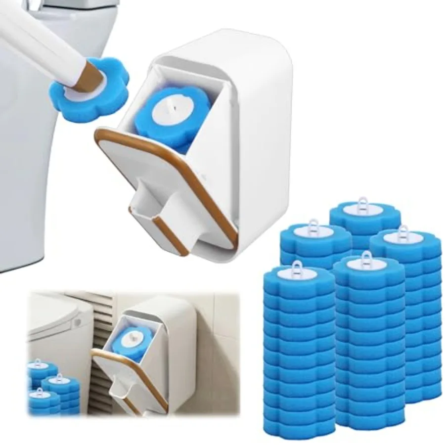 Disposable Toilet Brush with 54 Pcs Refill Heads and Holder Includes Storage CaddyandToilet Bowl Wand, Wall-Mount Scrubbing Toi
Disposable Toilet Brush with 54 Pcs Refill Heads and Holder Includes Storage CaddyandToilet Bowl Wand, Wall-Mount Scrubbing Toi