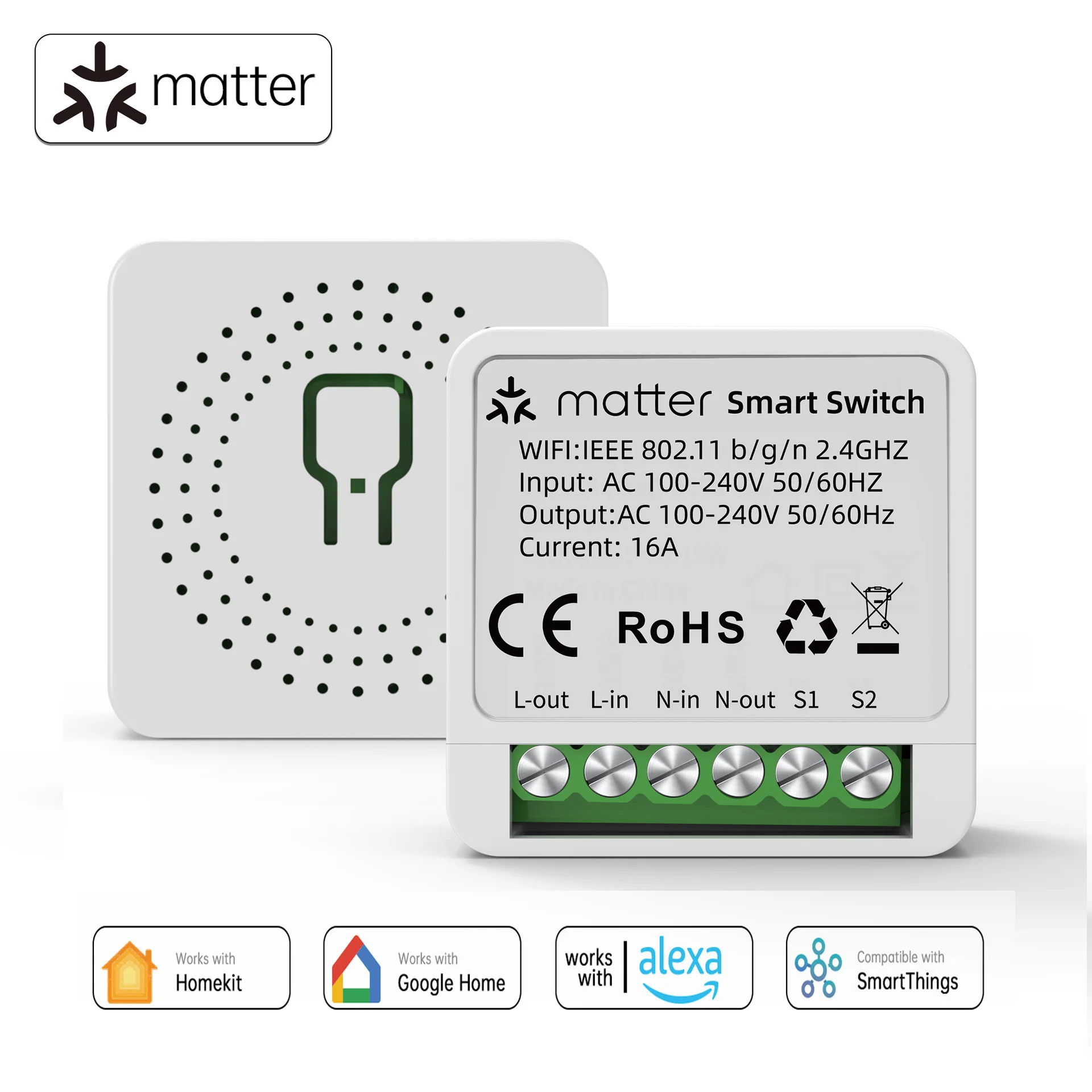 Умный Wi-Fi выключатель Matter 16А, модуль реле для умного дома, голосовое управление, совместим с Alexa, Google Home, HomeKit, SmartThings
Умный Wi-Fi выключатель Matter 16А, модуль реле для умного дома, голосовое управление, совместим с Alexa, Google Home, HomeKit, SmartThings