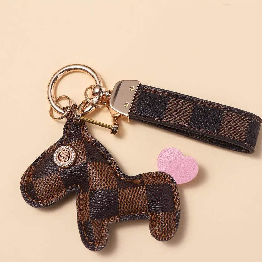 Cute Animal Horse Shape Keychain Plaid Pattern Rhinestone Car Key Ring Leather Strap Handmade Bag Pendant Decoration Ladies
Cute Animal Horse Shape Keychain Plaid Pattern Rhinestone Car Key Ring Leather Strap Handmade Bag Pendant Decoration Ladies