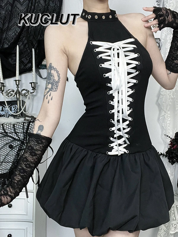 2025 New Goth Punk Y2k Style Tube Top Dress Women's Summer Sexy Halter Slim Short Black Sleeveless Dresses for Lady Fashion
2025 New Goth Punk Y2k Style Tube Top Dress Women's Summer Sexy Halter Slim Short Black Sleeveless Dresses for Lady Fashion
