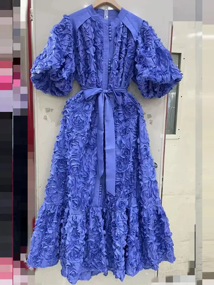 Fashion three-dimensional flower lace-up bubble sleeve dress female 2025 summer women's new design single-breasted loose dress
Fashion three-dimensional flower lace-up bubble sleeve dress female 2025 summer women's new design single-breasted loose dress