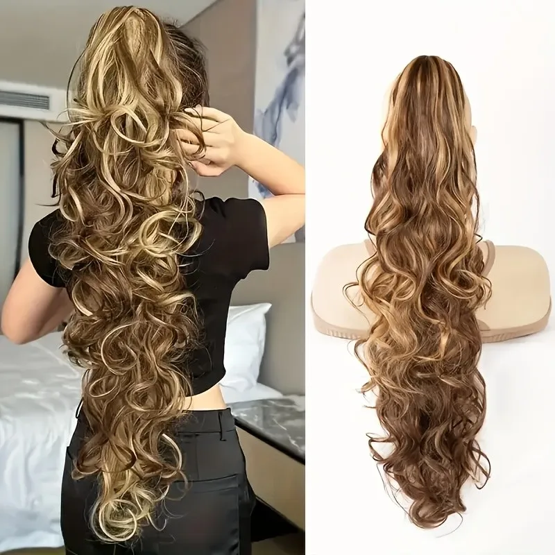 28-дюймовый длинный вьющийся волнистый хвостик, зажим для наращивания синтетических волос, хвостики на шнурке для женщин, заколка для хвоста, шиньон
28-дюймовый длинный вьющийся волнистый хвостик, зажим для наращивания синтетических волос, хвостики на шнурке для женщин, заколка для хвоста, шиньон