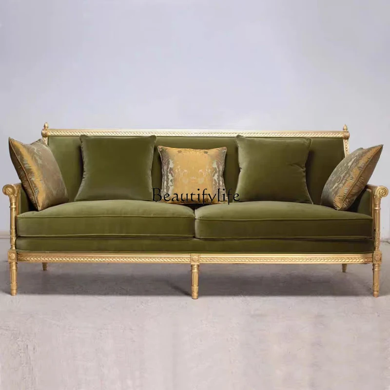 French light luxury solid wood three-person fabric sofa European carved court
French light luxury solid wood three-person fabric sofa European carved court