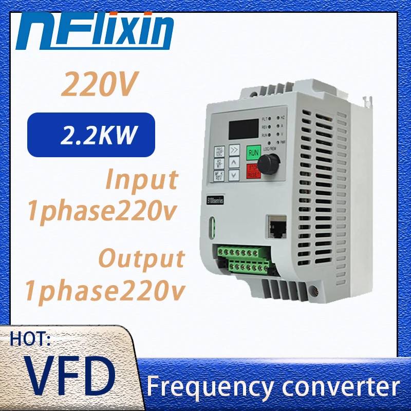 2.2KW 220V single Phase Input Triphase Output VFD Frequency Converter 1-Phase Motor Speed Drive Controller Inverter
2.2KW 220V single Phase Input Triphase Output VFD Frequency Converter 1-Phase Motor Speed Drive Controller Inverter 