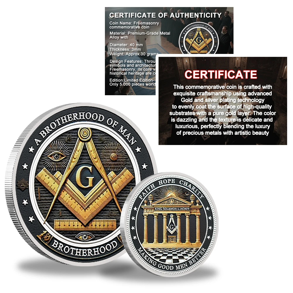 Freemasonry Silver Coin: Emblems of Faith, Hope & Charity High Quality Medal with A Certificate Collection Gift
Freemasonry Silver Coin: Emblems of Faith, Hope & Charity High Quality Medal with A Certificate Collection Gift