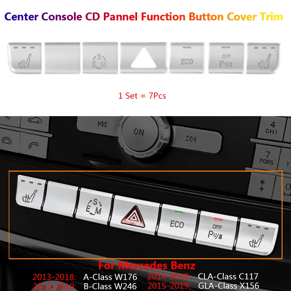 7Pcs For Mercedes Benz A B CLA GLA W176 W246 C117 X156 Car Center Console Multifunction Seat Switch Button Cover Trim Accesorios
7Pcs For Mercedes Benz A B CLA GLA W176 W246 C117 X156 Car Center Console Multifunction Seat Switch Button Cover Trim Accesorios