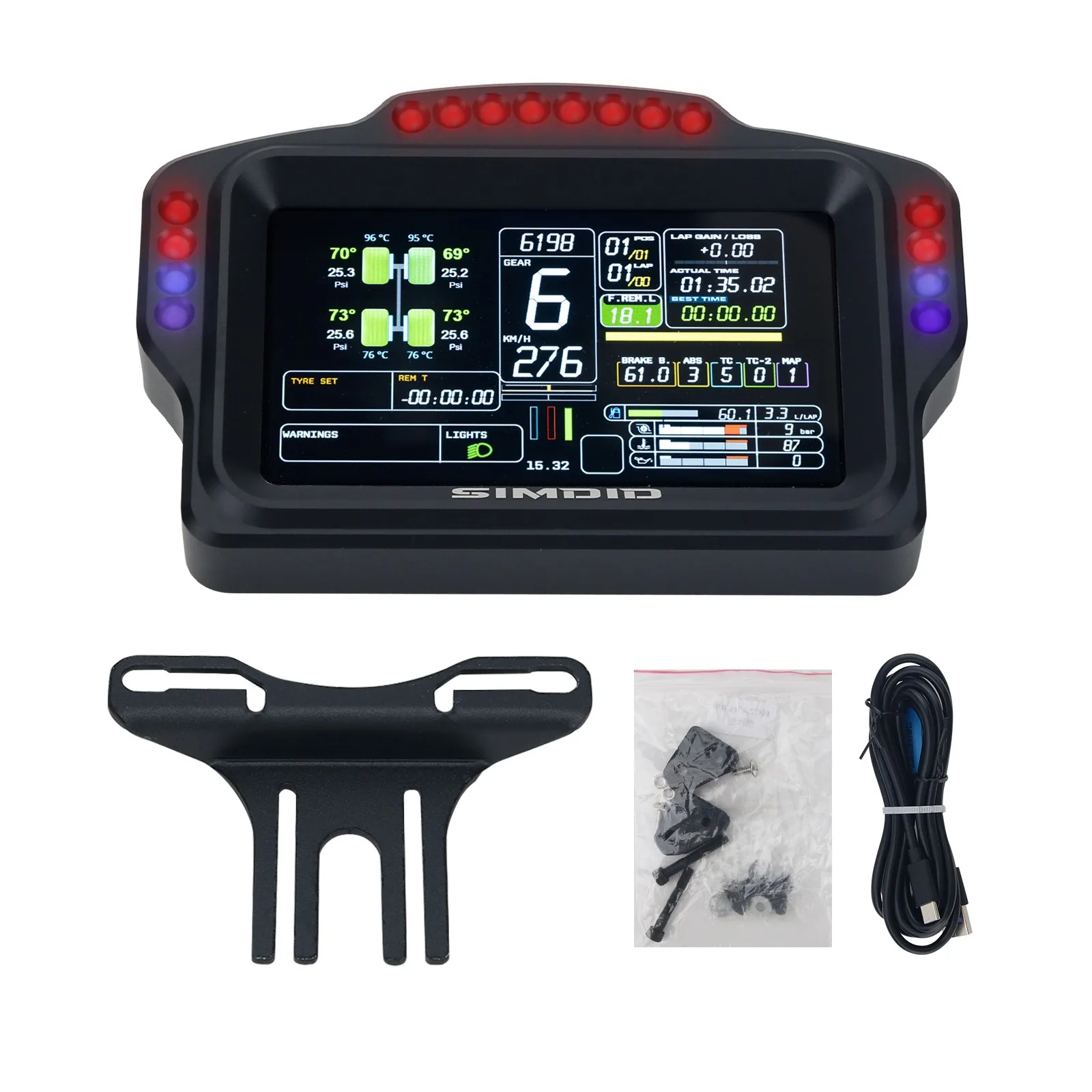 Видеорегистратор Simplayer Sim Racing DV480 Pro, приборная панель с 5-дюймовым экраном, 16 светодиодов RGB для Simagic Fanatec
Видеорегистратор Simplayer Sim Racing DV480 Pro, приборная панель с 5-дюймовым экраном, 16 светодиодов RGB для Simagic Fanatec