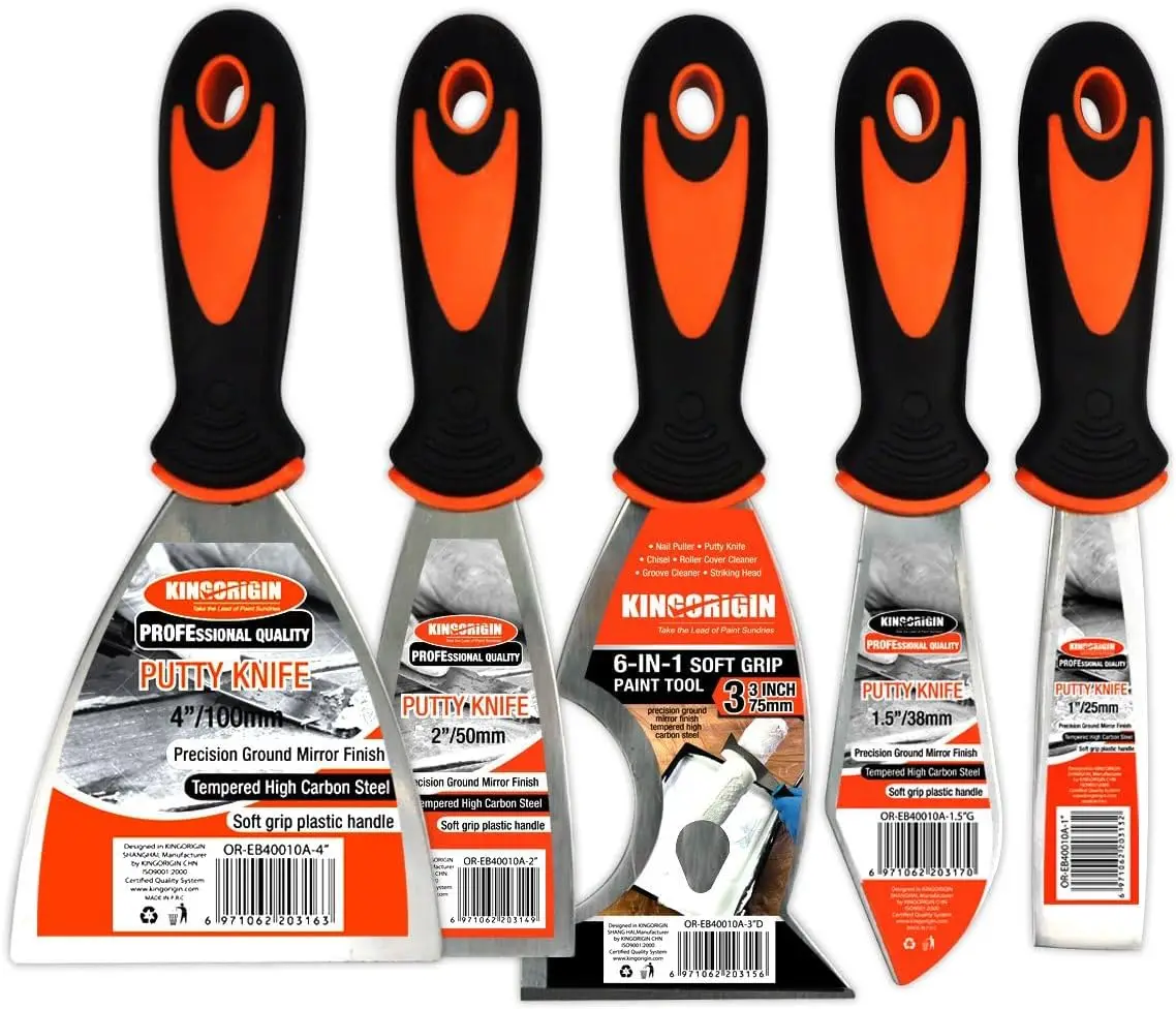 5-Piece Putty Knife Set, 1-4" Stainless Steel Scrapers for Drywall & Paint Removal
5-Piece Putty Knife Set, 1-4" Stainless Steel Scrapers for Drywall & Paint Removal