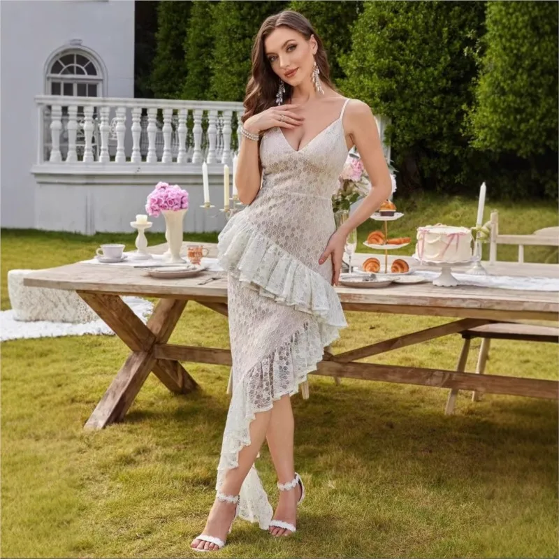 Pure desire sexy girl style uneven hem slit dress romantic atmosphere slim lace camisole short dress summer
Pure desire sexy girl style uneven hem slit dress romantic atmosphere slim lace camisole short dress summer