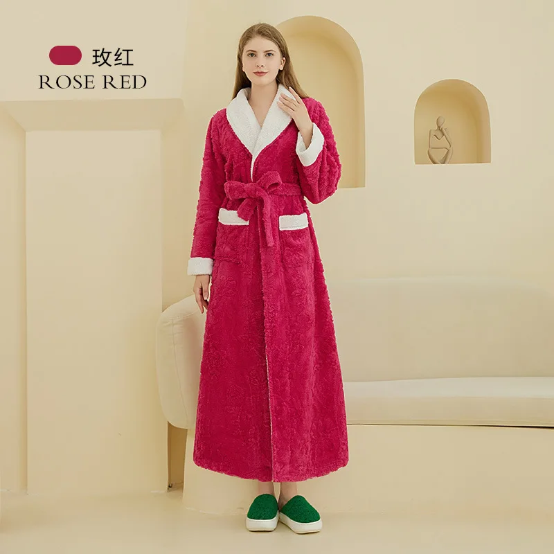 2024 Winter Luxury Thick Warm Bathrobe Jacquard Double-layer Flannel Robe Women Dressing Gown Long Sleeve Lovers Sleepwear
2024 Winter Luxury Thick Warm Bathrobe Jacquard Double-layer Flannel Robe Women Dressing Gown Long Sleeve Lovers Sleepwear