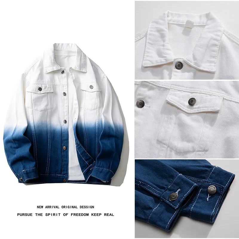 2024 Men's Spring Hole Dyed Gradient Color Denim Jacket Teenagers Fashion Loose Casual Jacket
2024 Men's Spring Hole Dyed Gradient Color Denim Jacket Teenagers Fashion Loose Casual Jacket