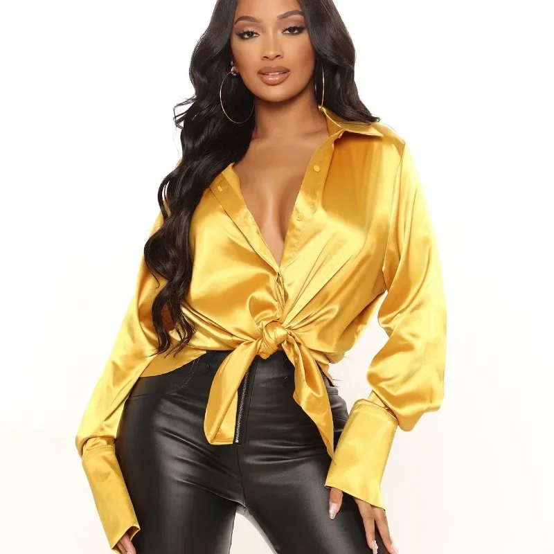 Fashion Casual Lapel Loose Women Blouse Loose Long Sleeve Satin Silk Shirt Women Button Up Elegant Blouses Blusas Elegant 30465
Fashion Casual Lapel Loose Women Blouse Loose Long Sleeve Satin Silk Shirt Women Button Up Elegant Blouses Blusas Elegant 30465
