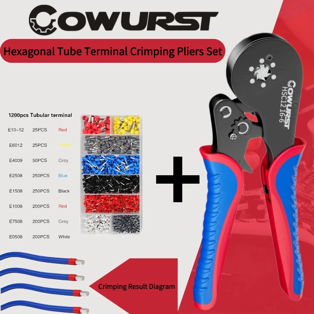 Electrician's Tubular Terminal Crimping Pliers HSC12 16-6 Labor Saving Tool Set for 0.08-16mm² Wiring Crimping
Electrician's Tubular Terminal Crimping Pliers HSC12 16-6 Labor Saving Tool Set for 0.08-16mm² Wiring Crimping