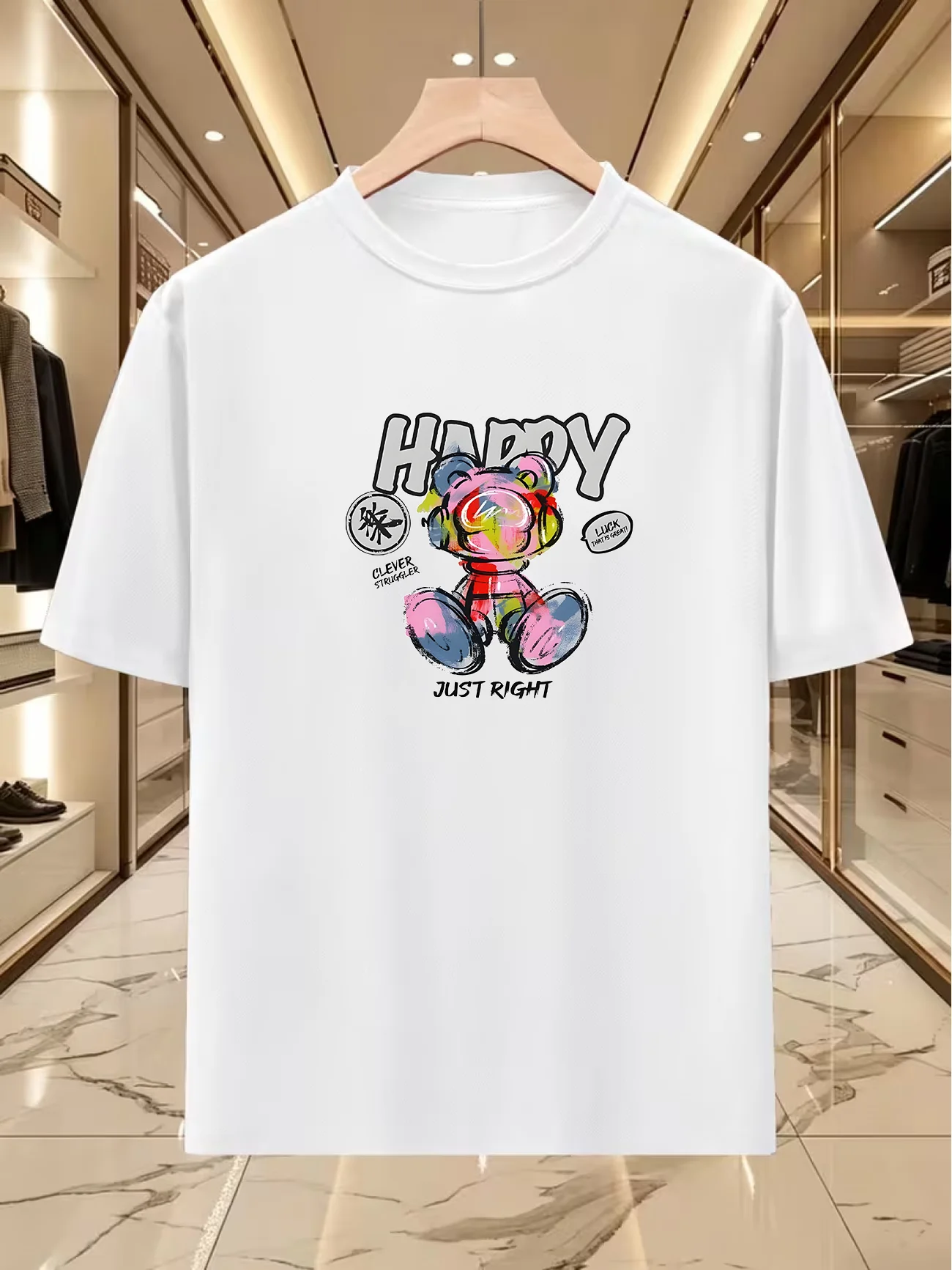 Summer men's casual loose pattern printed sports comfortable round neck short sleeved T-shirt top
Summer men's casual loose pattern printed sports comfortable round neck short sleeved T-shirt top