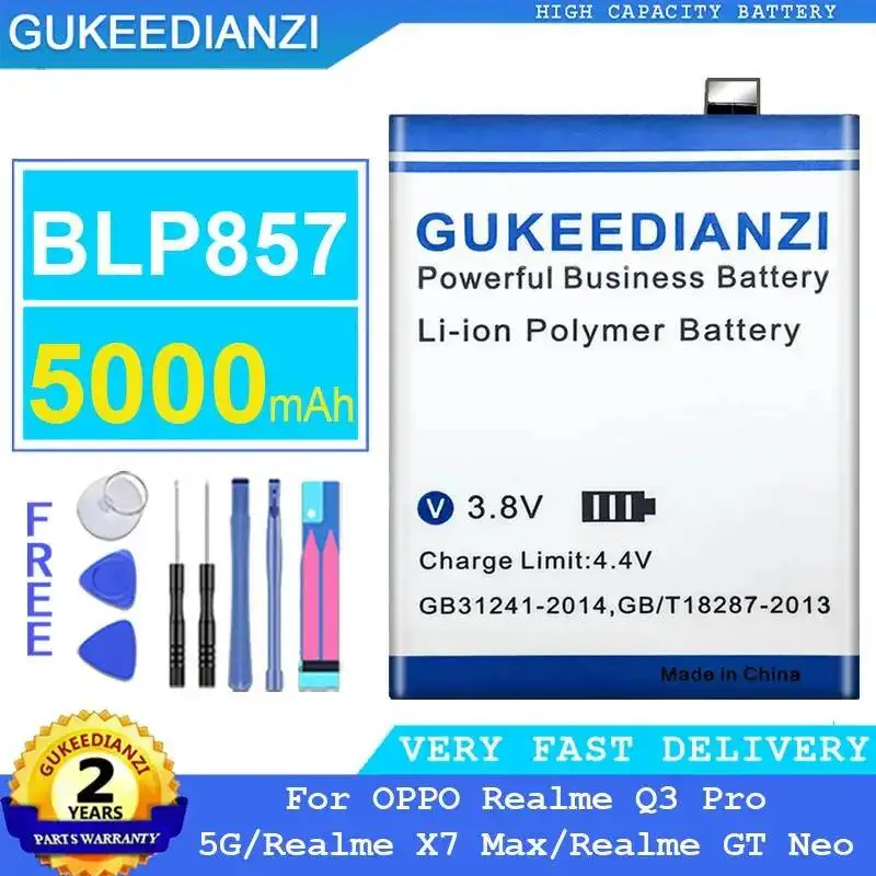 BLP857 Аккумулятор мобильного телефона 5000 мАч для Oppo Realme Q3 Pro 5G X7 Max GT Neo Lightweight
BLP857 Аккумулятор мобильного телефона 5000 мАч для Oppo Realme Q3 Pro 5G X7 Max GT Neo Lightweight