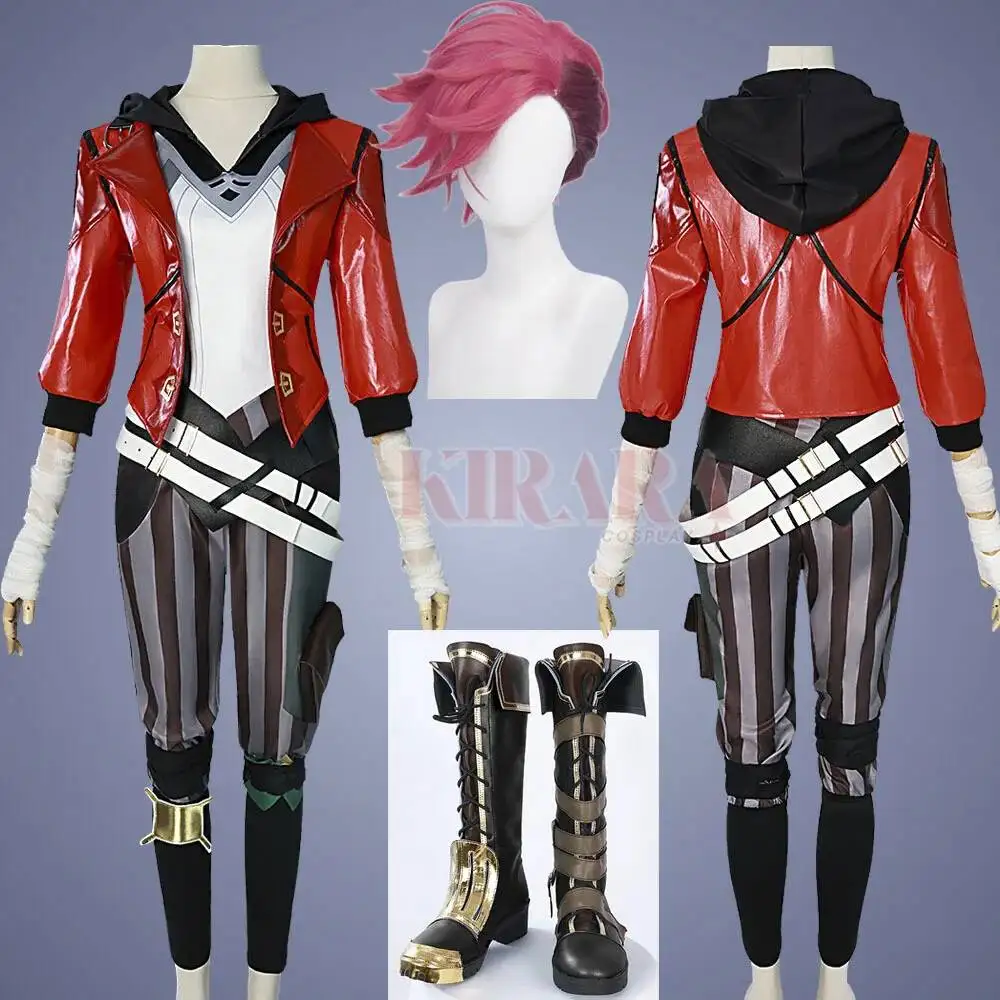 Vi Acrane Cosplay Costume Game Arcane Vi Red Wig Leather Jacket Halloween Carnival Outfits Vi Shoes Boots
Vi Acrane Cosplay Costume Game Arcane Vi Red Wig Leather Jacket Halloween Carnival Outfits Vi Shoes Boots