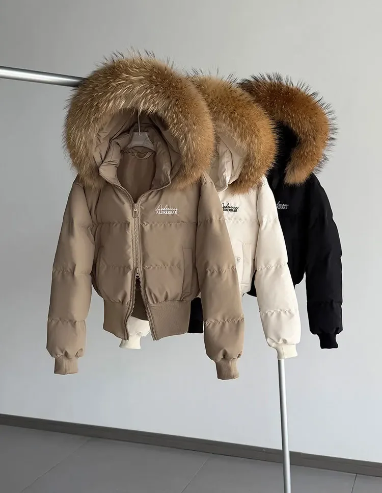 Winter Natural Large Fur Collar Down Jacket Female Thick Warm Jacket Women White Duck Down Detachable Hood Parker Outwears
Winter Natural Large Fur Collar Down Jacket Female Thick Warm Jacket Women White Duck Down Detachable Hood Parker Outwears