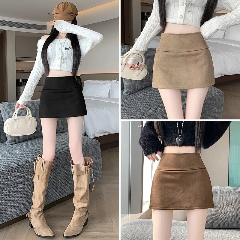 Sweet Cool Deer Skin Velvet A-Line Skirt High Waist Slimming Double Slit ort Skirt for Ladies Commute Korean Sle
Sweet Cool Deer Skin Velvet A-Line Skirt High Waist Slimming Double Slit ort Skirt for Ladies Commute Korean Sle