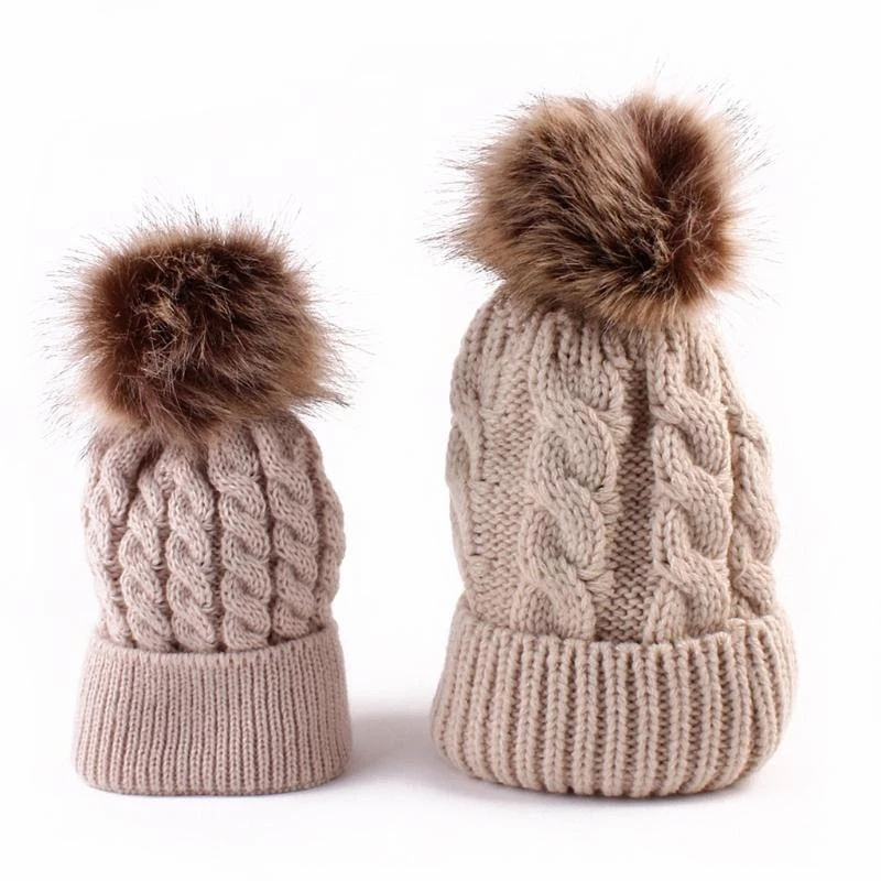 Parent Child Hat with Hairball Decoration in Color Crochet Caps for Winter
Parent Child Hat with Hairball Decoration in Color Crochet Caps for Winter