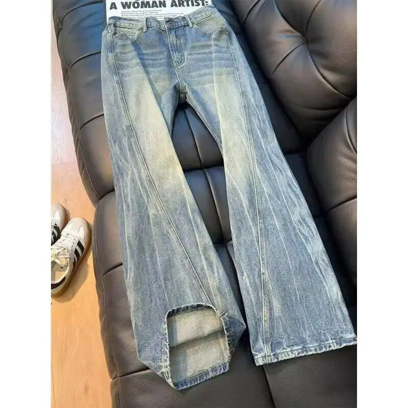 Men's High Waist Bell Bottom Jeans Design Sense Heavy Duty Rivets Pleated Slimming Elastic Bell Pants Autumn New Arrival
Men's High Waist Bell Bottom Jeans Design Sense Heavy Duty Rivets Pleated Slimming Elastic Bell Pants Autumn New Arrival