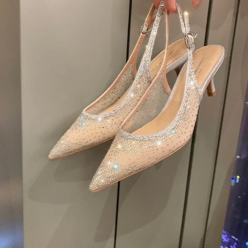 Womens Sandals Luxury Air Mesh Rhinestone High Heeled Sandals for Woman French Style Casual Shoes Designer Shoes Sandalias Mujer
Womens Sandals Luxury Air Mesh Rhinestone High Heeled Sandals for Woman French Style Casual Shoes Designer Shoes Sandalias Mujer