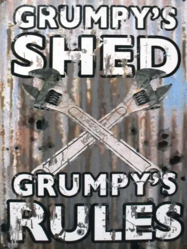 Grumpy's shed, Ретро винтажный стильный металлический знак/табличка, мужская пещера, паб, домашний бар
Grumpy's shed, Ретро винтажный стильный металлический знак/табличка, мужская пещера, паб, домашний бар