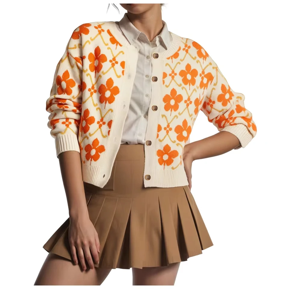 Womens Floral Cardigan Sweaters Long Sleeve Open Front Button Down Knit Sweater Korean Autumn Winter Knitwear Soft Warm Tops
Womens Floral Cardigan Sweaters Long Sleeve Open Front Button Down Knit Sweater Korean Autumn Winter Knitwear Soft Warm Tops