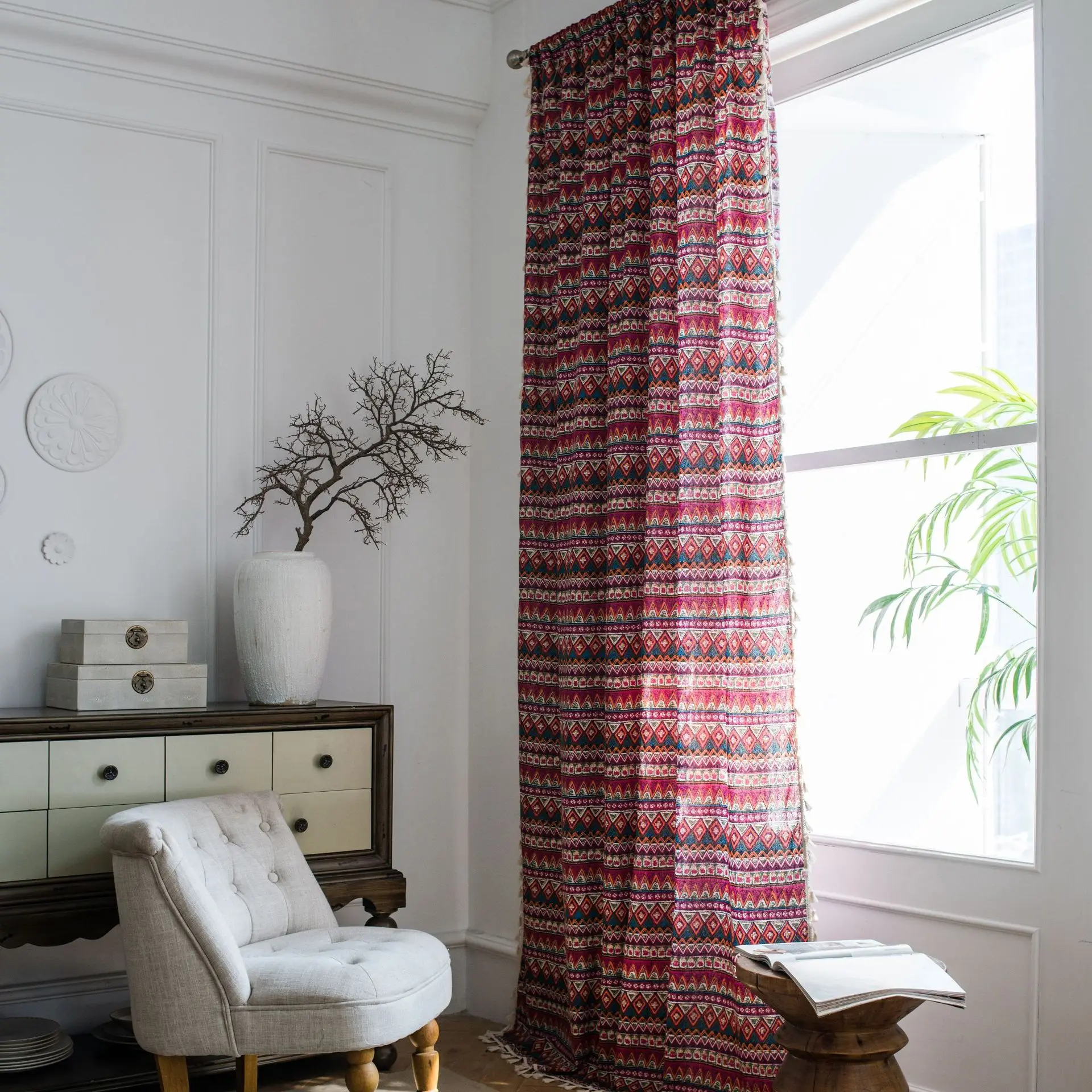 Cotton Linen Boho Geometry Curtain Thick with Tassels Drape Kitchen Valance for The Luxury Living RoomCurtains for Living Room
Cotton Linen Boho Geometry Curtain Thick with Tassels Drape Kitchen Valance for The Luxury Living RoomCurtains for Living Room