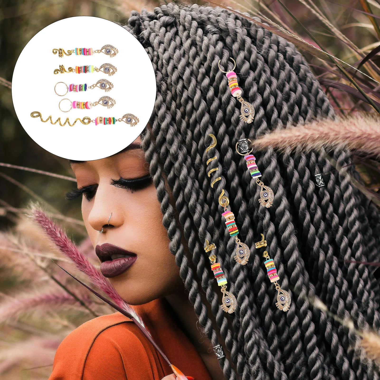 5pcs Serpentine Snake Hair Accessories Cuffs Earrings Dreadlock Beads Braids Jewelry Hair Charms Pendants Stylish Braiding
5pcs Serpentine Snake Hair Accessories Cuffs Earrings Dreadlock Beads Braids Jewelry Hair Charms Pendants Stylish Braiding