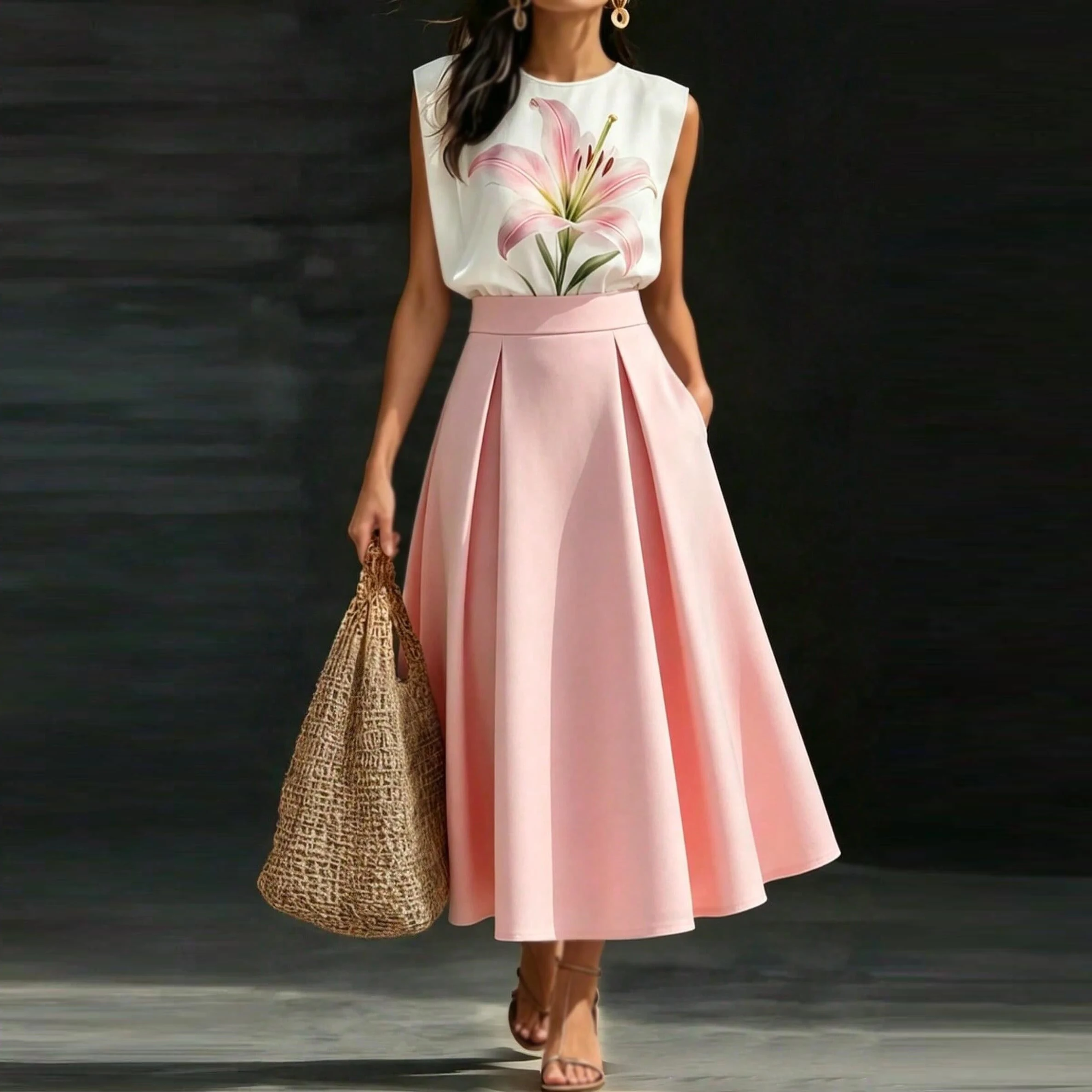 Women Pink High Waist Pleated Midi Skirt Elegant A-Line Swing Skirt with Pockets for Office Daily Wear
Women Pink High Waist Pleated Midi Skirt Elegant A-Line Swing Skirt with Pockets for Office Daily Wear
