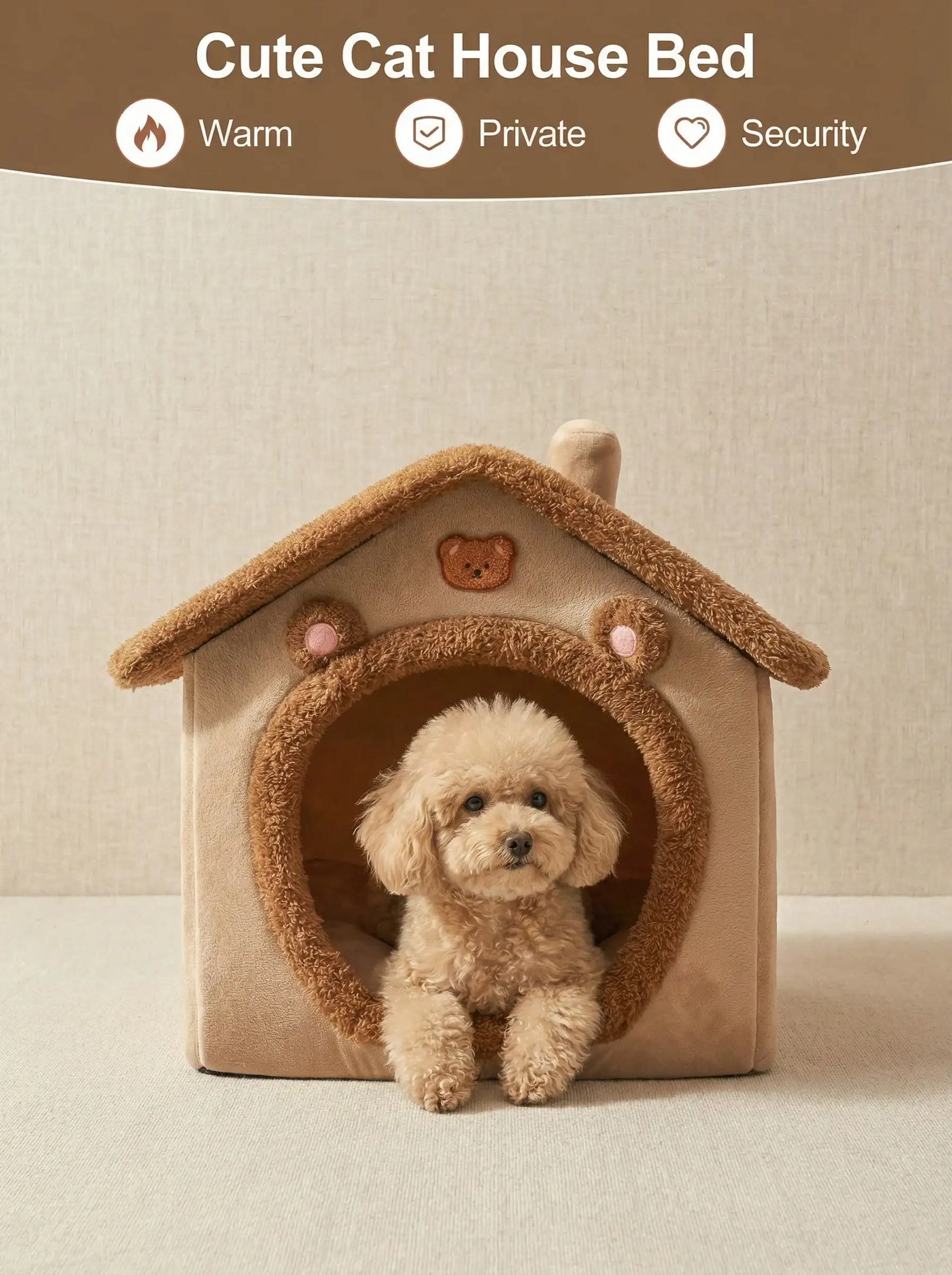 Cozy Cat Cave Bed, Removable Cushion & Pillow, Soft & Warm Pet House For Cats & Small Dogs, Cute Bear Design Pet Nest
Cozy Cat Cave Bed, Removable Cushion & Pillow, Soft & Warm Pet House For Cats & Small Dogs, Cute Bear Design Pet Nest