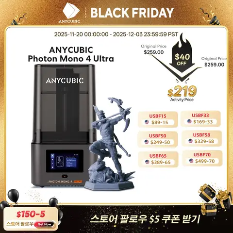 ANYCUBIC Photon Mono 4 Ultra 7 pollici 10K LCD Stampanti 3D Stampante 3D in resina UV ad alta velocità Dimensioni di stampa 236mm * 231mm * 430mm 2.2L