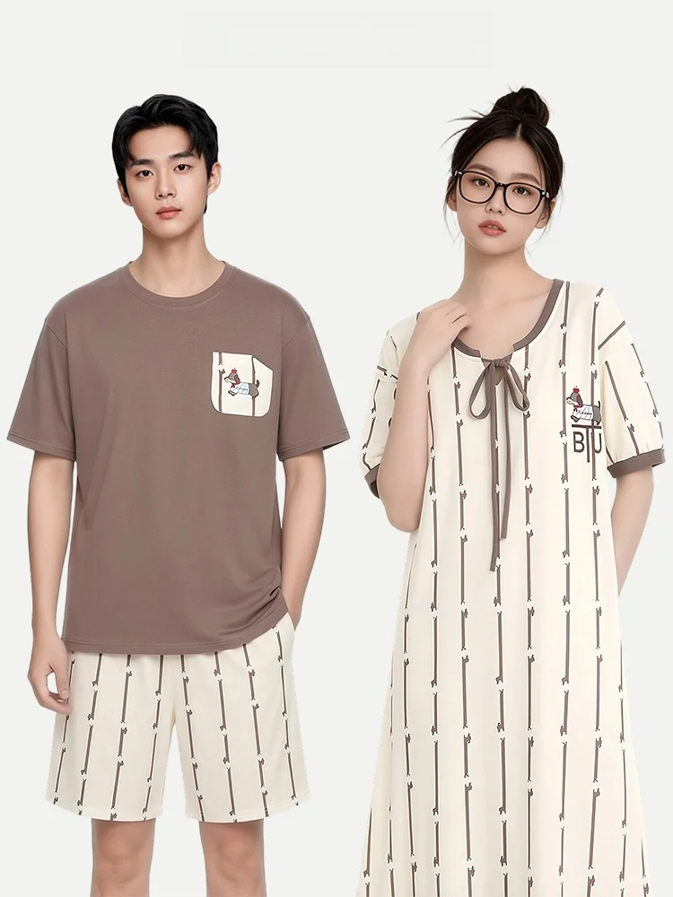 Couple's Cotton Pajamas Short Sleeve Short Pants Soft Home Clothes Women's Summer Sleep Dress Men's Comfortable Home Suit
Couple's Cotton Pajamas Short Sleeve Short Pants Soft Home Clothes Women's Summer Sleep Dress Men's Comfortable Home Suit