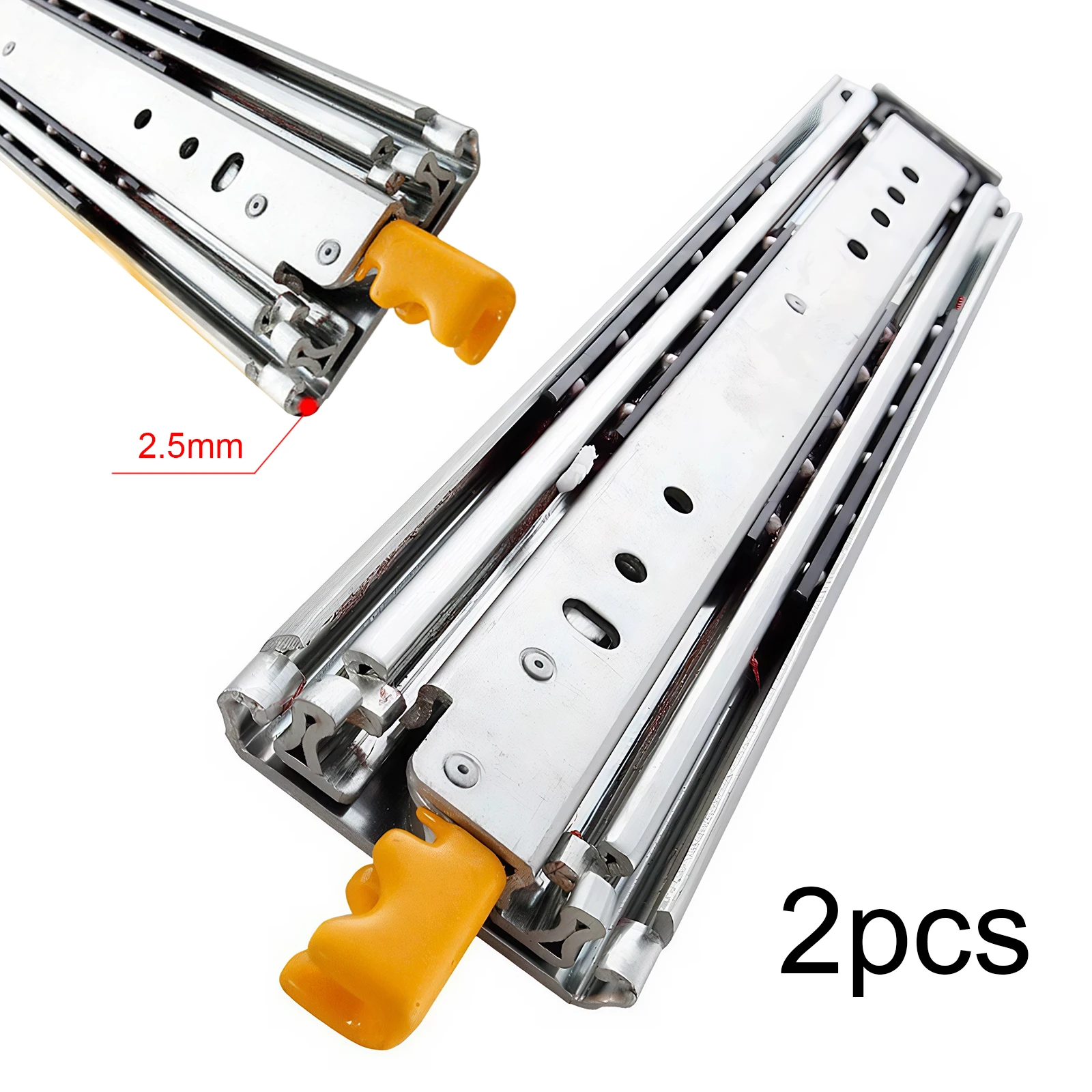 1 Pair 44 Inch Locking Runners with Lock Full Extension Ball Bearing Sliding Rails Side Mount for RV Cabinets Tool Box & Storage