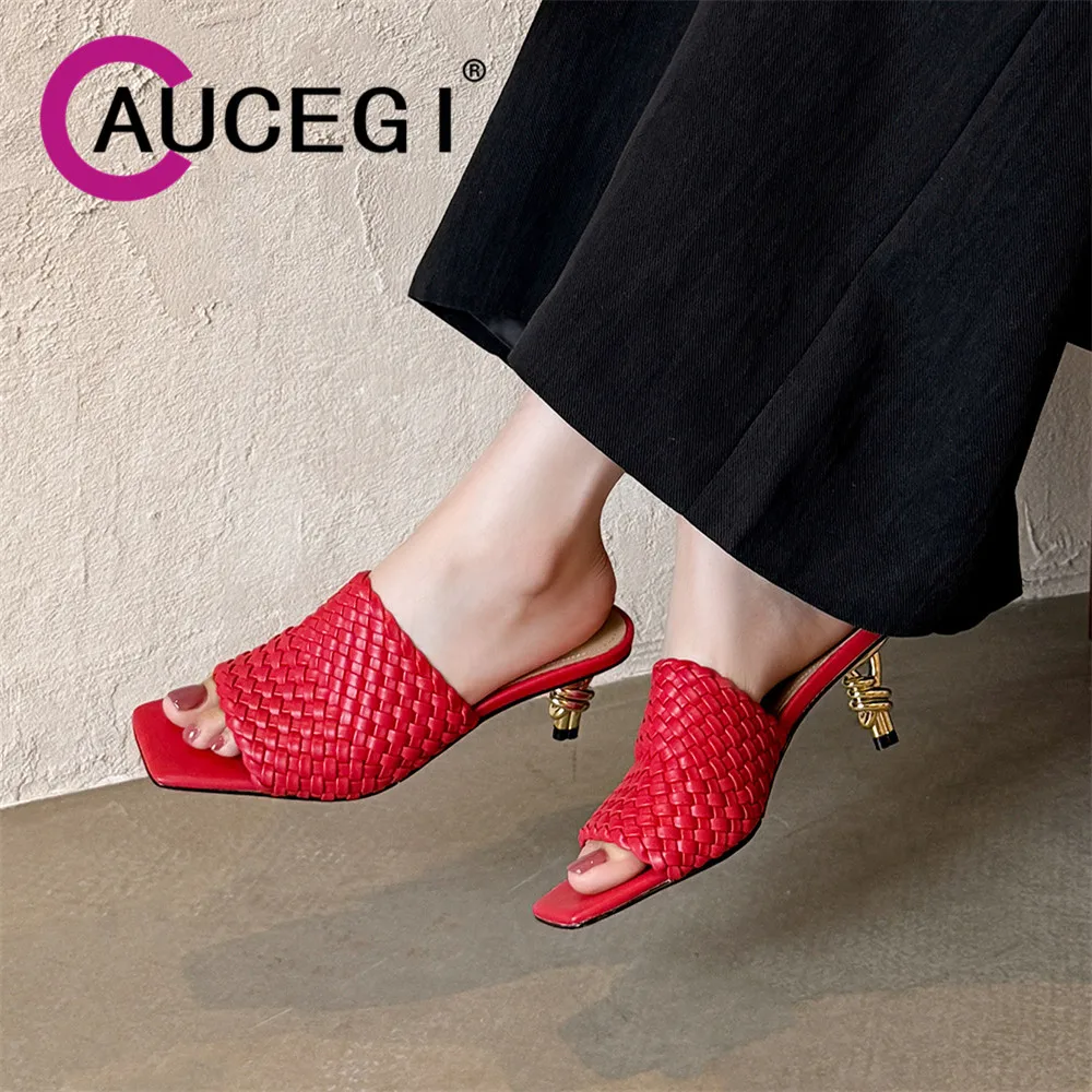 Aucegi Women New Summer Square Open Toe Sandals Slipper Genuine Leather Special-Shaped High Heel Dress Event Handmade Shoes
Aucegi Women New Summer Square Open Toe Sandals Slipper Genuine Leather Special-Shaped High Heel Dress Event Handmade Shoes