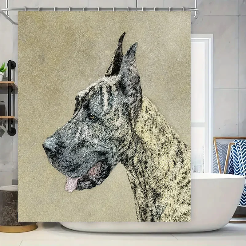 Стильная занавеска для душа с принтом головы собаки, водонепроницаемая тканевая занавеска для ванной комнаты для любителей домашних животных
Стильная занавеска для душа с принтом головы собаки, водонепроницаемая тканевая занавеска для ванной комнаты для любителей домашних животных