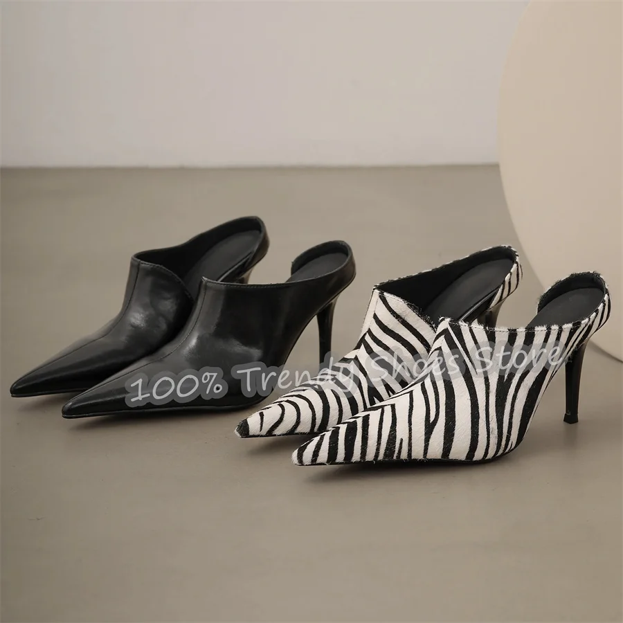 Pointed Toe High Heel Shallow Slip-On Slingback Pumps Fashion Zebra Print Stiletto Heel Women Mules Party Evening Lady Sandals
Pointed Toe High Heel Shallow Slip-On Slingback Pumps Fashion Zebra Print Stiletto Heel Women Mules Party Evening Lady Sandals
