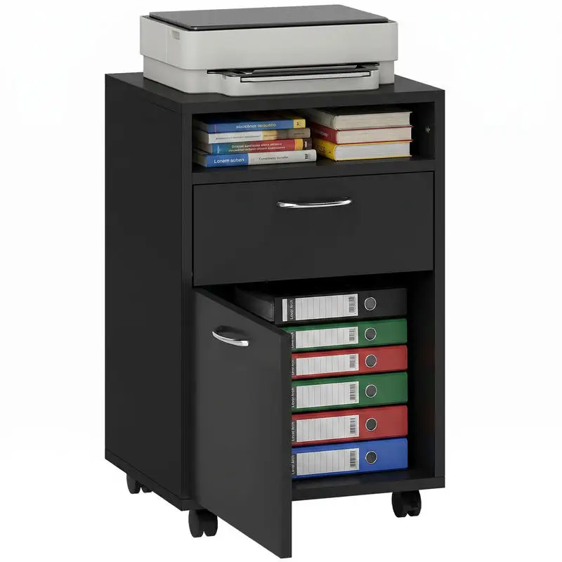 HOMCOM Mobile Storage Cabinet Organizer with Drawer and Cabinet, Printer Stand with Castors, Black
HOMCOM Mobile Storage Cabinet Organizer with Drawer and Cabinet, Printer Stand with Castors, Black