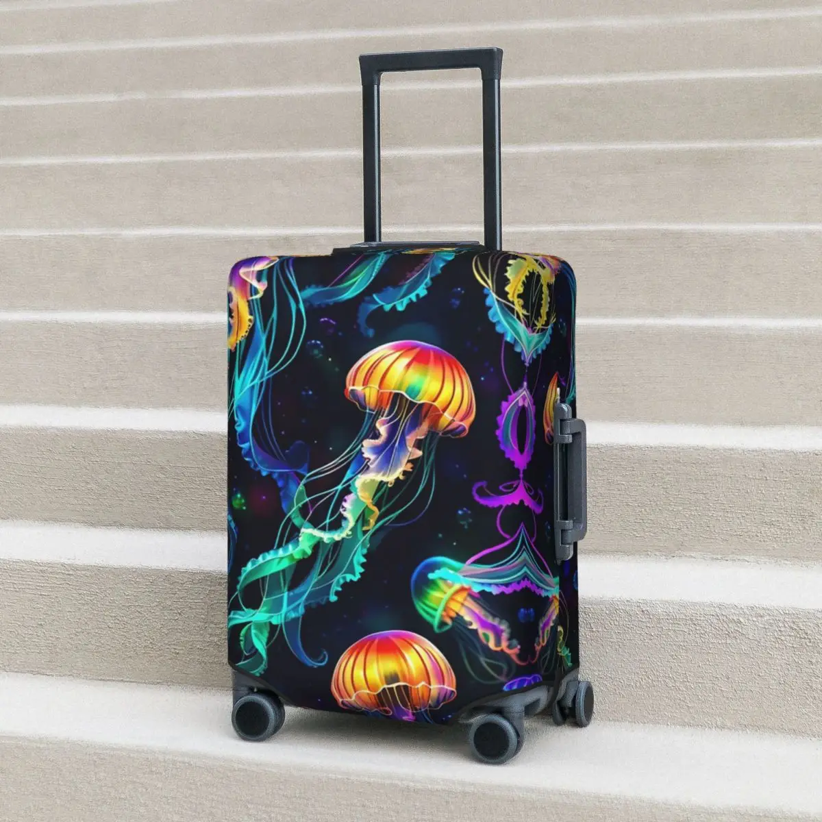 Psychedelic Bioluminescent Trippy Jellyfish Suitcase Cover Protection Elastic Travel Luggage Protector Covers for 18-32 Inch 
Psychedelic Bioluminescent Trippy Jellyfish Suitcase Cover Protection Elastic Travel Luggage Protector Covers for 18-32 Inch