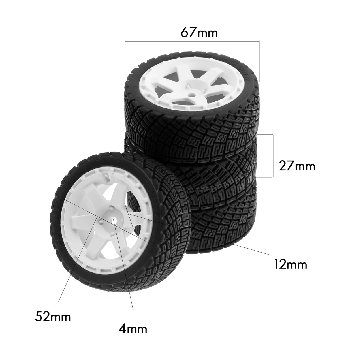 4Pcs 67mm Rubber Tire Wheel Tyre 12mm Hex for Tamiya TT02 XV01 Lancia Delta W150 1/10 RC Racing Car Upgrade Parts
4Pcs 67mm Rubber Tire Wheel Tyre 12mm Hex for Tamiya TT02 XV01 Lancia Delta W150 1/10 RC Racing Car Upgrade Parts