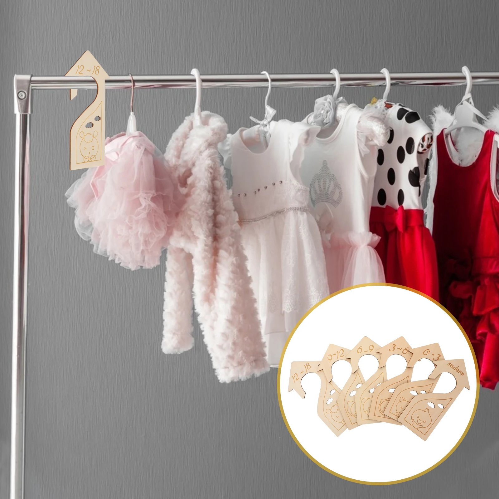 6pcs Wooden Baby Clothes Dividers Kids Wardrobe Closet Size ganizer Cartoon Design Clothing Hanger Classifier Storage
6pcs Wooden Baby Clothes Dividers Kids Wardrobe Closet Size ganizer Cartoon Design Clothing Hanger Classifier Storage