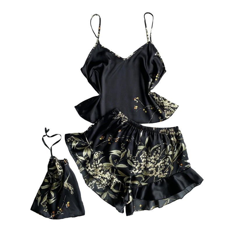 Пижамный комплект Maemukilabe из 2 предметов, женская одежда для сна с винтажным принтом, атласная майка с V-образным вырезом + шорты с оборками, домашняя одежда, пикантная Ночная одежда
Пижамный комплект Maemukilabe из 2 предметов, женская одежда для сна с винтажным принтом, атласная майка с V-образным вырезом + шорты с оборками, домашняя одежда, пикантная Ночная одежда